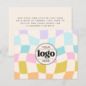 Eenvoudige Retro Groovy Checker Custom Logo Bedankkaart (Voorkant / Achterkant)