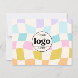 Eenvoudige Retro Groovy Checker Custom Logo Bedankkaart