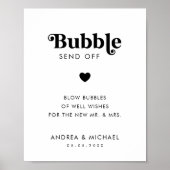 Eenvoudige Retro Hart Bubble Verstuur Trouwteken Poster (Voorkant)