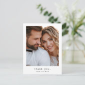 Eenvoudige Retro klassieke foto bruiloft dank u Briefkaart (Staand voorkant)