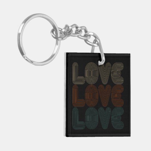 Eenvoudige Retro Love Typograph Valentijn | Button Sleutelhanger (Voorkant Links)