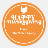 Eenvoudige Retro Moderne Kalkoen Prettig Thanksgiv Ronde Sticker (Voorkant)