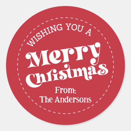 Eenvoudige Retro Moderne Kerstmis Groot Ronde Sticker (Voorkant)