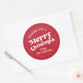 Eenvoudige Retro Moderne Kerstmis Groot Ronde Sticker (Envelop)