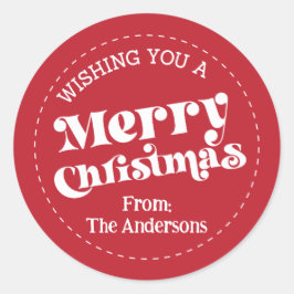 Eenvoudige Retro Moderne Kerstmis Klein Ronde Sticker