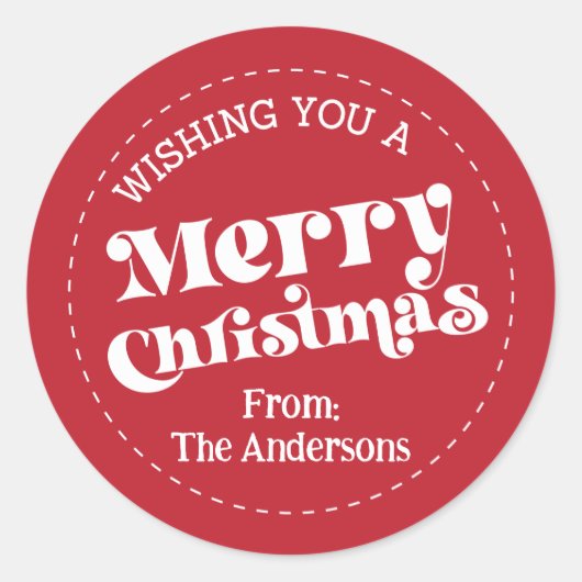 Eenvoudige Retro Moderne Kerstmis Klein Ronde Sticker (Voorkant)