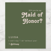 Eenvoudige retro | Olijfgroen gemaakt van het voor Wijn Etiket (Enkel label)