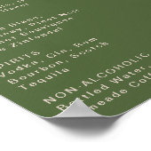 Eenvoudige Retro Olive Green Wedding Drink Menu Si Poster (Hoek)