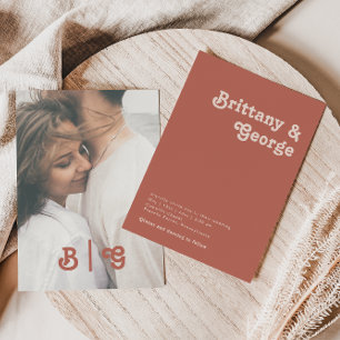 Eenvoudige retro   Oud Roos Casual fotoMonogram Kaart