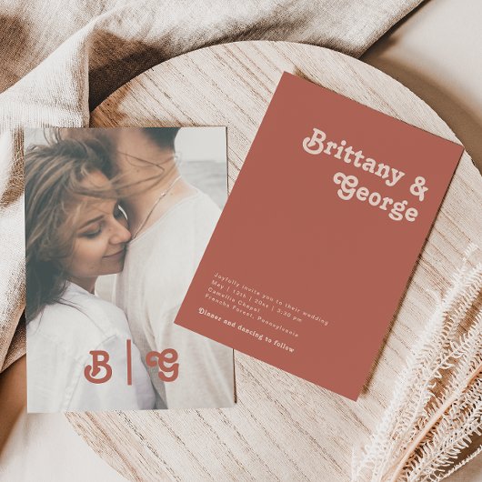 Eenvoudige retro | Oud Roos Casual fotoMonogram Kaart