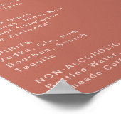 Eenvoudige retro | Oud Roos Wedding Drink Menu Sig Poster (Hoek)