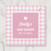 Eenvoudige Retro Pastel Roze Gingham Meisje Baby s Bedankjes Labels (Achterkant)