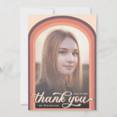 Eenvoudige Retro Pink Arch Foto Afstuderen Dank u Bedankkaart (Voorkant)