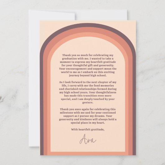 Eenvoudige Retro Pink Arch Foto Afstuderen Dank u Bedankkaart (Achterkant)