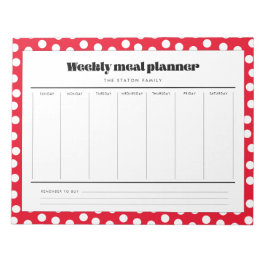 Eenvoudige retro polka stip-weekmaalplanner notitieblok