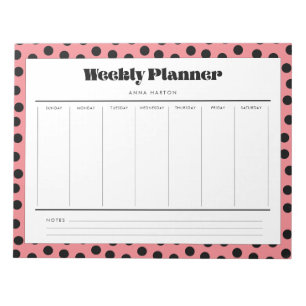Eenvoudige retro polka stip weekplanner notitieblok
