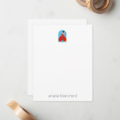 Eenvoudige Retro Queen of Hearts gepersonaliseerd Notitiekaartje (Voorkant / Achterkant in situ)