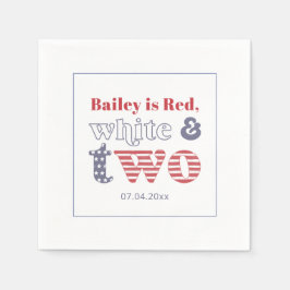 Eenvoudige Retro Red White, TWEE tweede verjaardag Servet