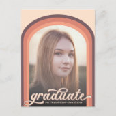 Eenvoudige Retro Roze Arch Foto Afstuderen Partij Briefkaart (Voorkant)