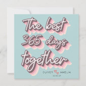 Eenvoudige Retro Roze Pastel 1e bruiloft Jubileum Kaart (Voorkant)