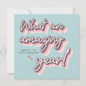 Eenvoudige Retro Roze Pastel blij 1e Jubileum Kaart (Voorkant)