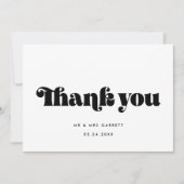 Eenvoudige retro script bruiloft Dank u kaart (Voorkant)