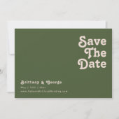 Eenvoudige Retro Sfeer | Olijfgroen Horizontaal Save The Date (Voorkant)