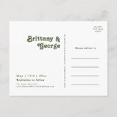 Eenvoudige Retro Sfeer | Olijfgroen Save The Date Uitnodiging Briefkaart (Achterkant)