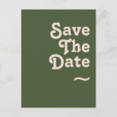 Eenvoudige Retro Sfeer | Olijfgroen Save The Date Uitnodiging Briefkaart (Voorkant)