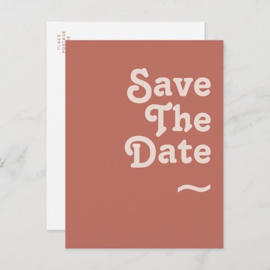 Eenvoudige Retro Sfeer | Oude Roos Save The Date Uitnodiging Briefkaart (Voorkant / Achterkant)