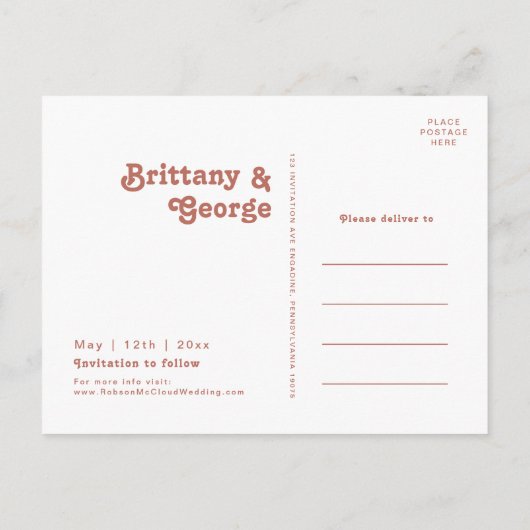 Eenvoudige Retro Sfeer | Oude Roos Save The Date Uitnodiging Briefkaart (Achterkant)