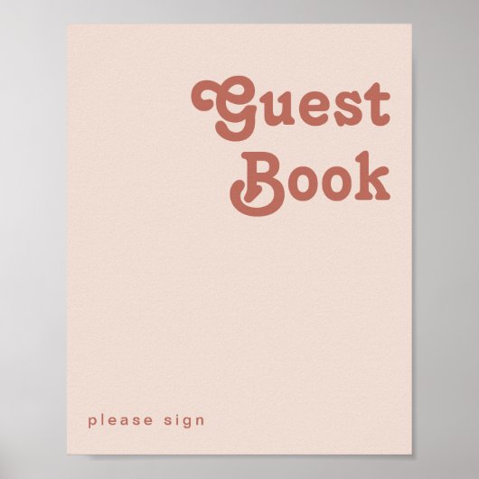 Eenvoudige Retro Sfeer | Roze Guestbook Handtekeni Poster (Voorkant)