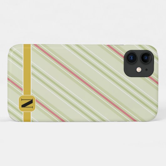 Eenvoudige retro strepen l Initiaal l Groen Case-Mate iPhone Case (Achterkant (horizontaal))