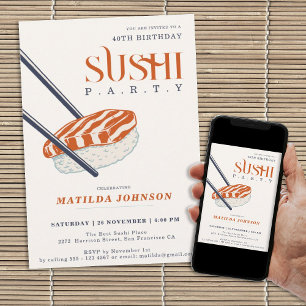 Eenvoudige Retro Sushi Party 40e verjaardag Kaart