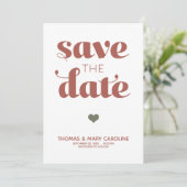 Eenvoudige Retro Terracotta Een foto bruiloft Save The Date (Staand voorkant)