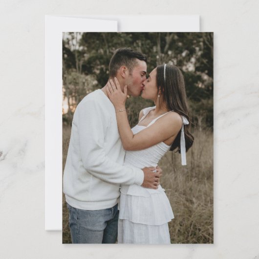 Eenvoudige Retro Terracotta Een foto bruiloft Save The Date (Achterkant)