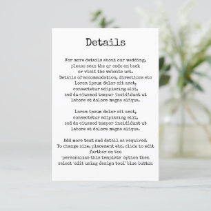 Eenvoudige Retro Typewriter Typografie Details QR  Informatiekaartje