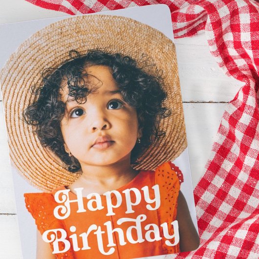Eenvoudige  Retro Typografie Foto Birthday Kaart