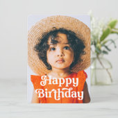 Eenvoudige  Retro Typografie Foto Birthday Kaart (Staand voorkant)