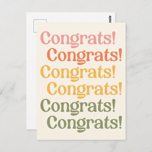 Eenvoudige Retro Typografie is geel en groen Briefkaart (Voorkant / Achterkant)