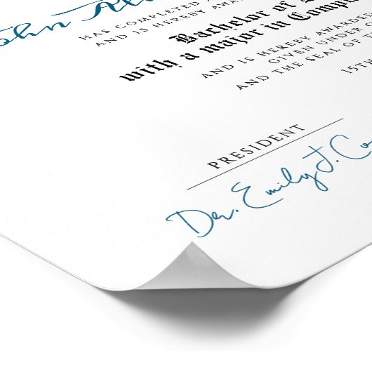 Eenvoudige Retro University Afstuderen Certificaat Poster (Hoek)