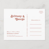 Eenvoudige Retro Vibes Blush Roze Foto Bewaar De D Uitnodiging Briefkaart (Achterkant)