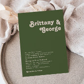 Eenvoudige Retro Vibes Olive Green Traditional Wed Kaart