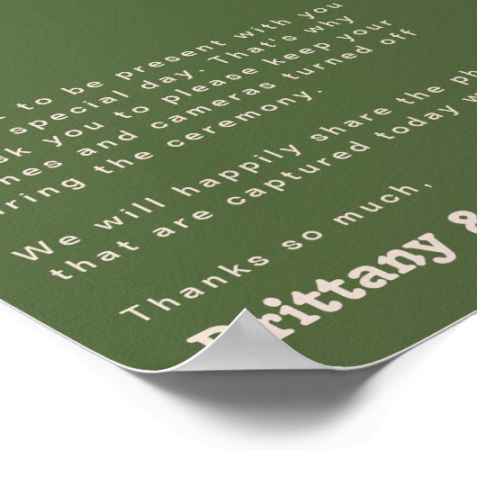 Eenvoudige Retro Vibes Olive Green Unplugged Cerem Poster (Hoek)