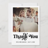 Eenvoudige retro Weddenschap Bedankt voor je fotok Aankondiging (Voorkant)