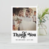 Eenvoudige retro Weddenschap Bedankt voor je fotok Aankondiging (Staand voorkant)