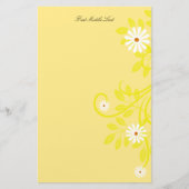 Eenvoudige Retro White Daisy Side Border Custom Briefpapier (Voorkant)