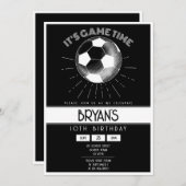 Eenvoudige  Retro White Soccer Verjaardag Kaart (Voorkant / Achterkant)