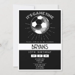 Eenvoudige  Retro White Soccer Verjaardag Kaart
