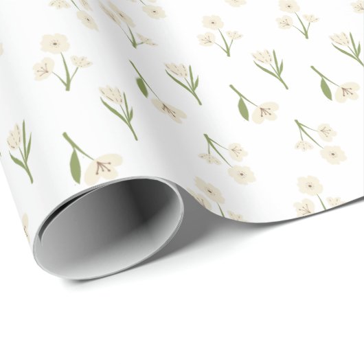 Eenvoudige Retro Wildflowers Bloemen Cadeaupapier (Rol Hoek)